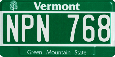VT license plate NPN768