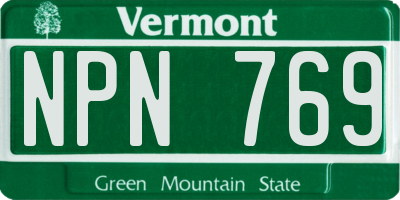 VT license plate NPN769