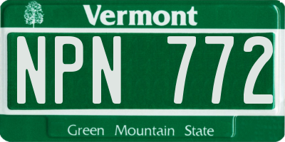 VT license plate NPN772