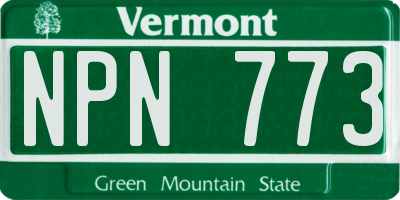 VT license plate NPN773