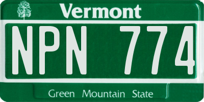 VT license plate NPN774