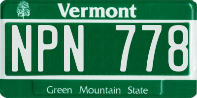 VT license plate NPN778