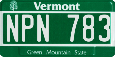 VT license plate NPN783