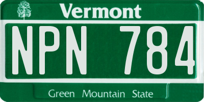 VT license plate NPN784