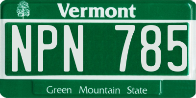 VT license plate NPN785