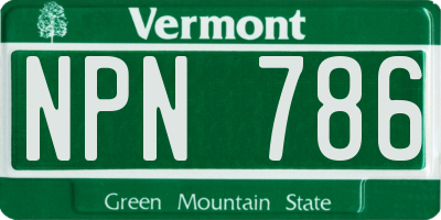 VT license plate NPN786