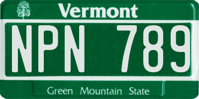 VT license plate NPN789