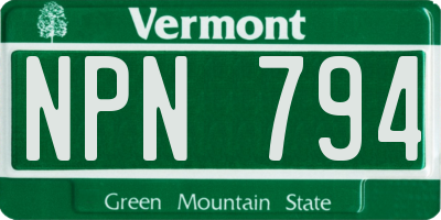 VT license plate NPN794