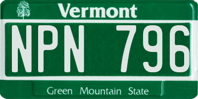 VT license plate NPN796