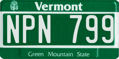 VT license plate NPN799