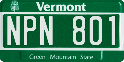 VT license plate NPN801