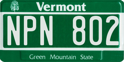 VT license plate NPN802