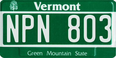VT license plate NPN803