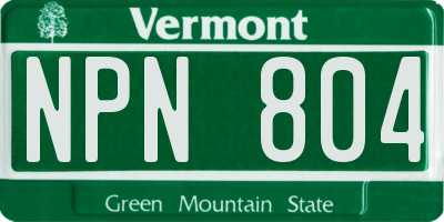 VT license plate NPN804