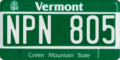 VT license plate NPN805