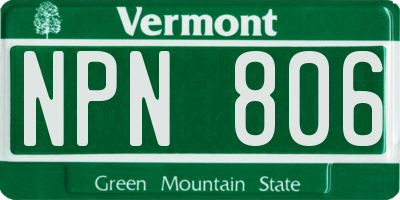 VT license plate NPN806