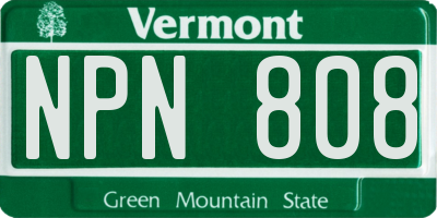 VT license plate NPN808