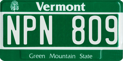 VT license plate NPN809
