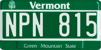 VT license plate NPN815