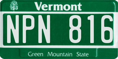 VT license plate NPN816
