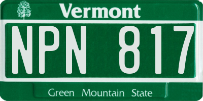 VT license plate NPN817