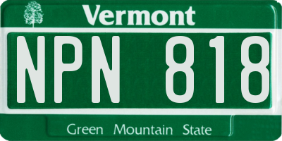 VT license plate NPN818