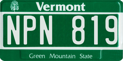 VT license plate NPN819