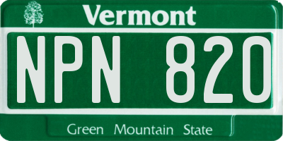 VT license plate NPN820