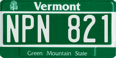 VT license plate NPN821