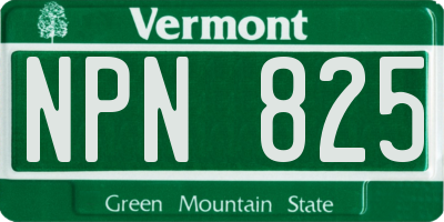 VT license plate NPN825