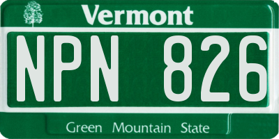 VT license plate NPN826