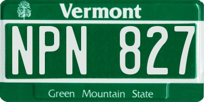 VT license plate NPN827