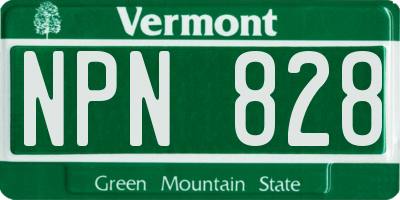 VT license plate NPN828