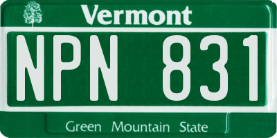 VT license plate NPN831
