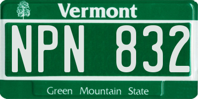 VT license plate NPN832