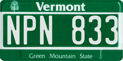 VT license plate NPN833