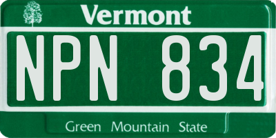 VT license plate NPN834