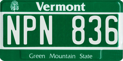 VT license plate NPN836