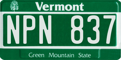 VT license plate NPN837