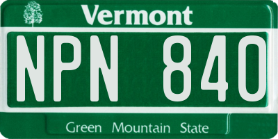 VT license plate NPN840
