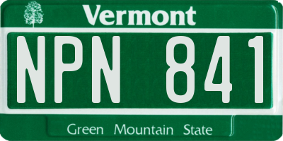 VT license plate NPN841