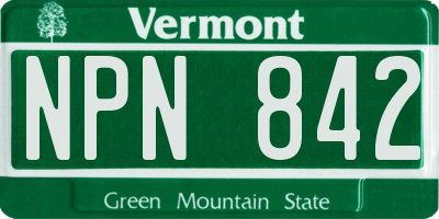 VT license plate NPN842