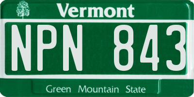 VT license plate NPN843