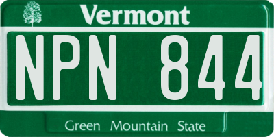 VT license plate NPN844