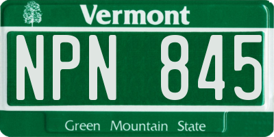VT license plate NPN845