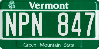 VT license plate NPN847