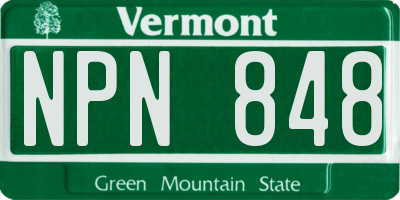 VT license plate NPN848