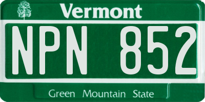 VT license plate NPN852