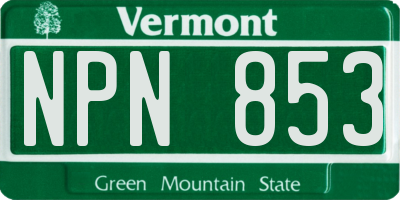 VT license plate NPN853
