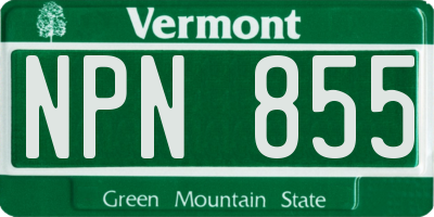 VT license plate NPN855